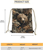 Upetstory Forest Bear Drawstring Backpack Camo String Trainer Bag Gym Cinch Sackpack Lightweight Beach Travel Storage Pouch for Outdoor Hiking Cycling Running Office Play Shopping