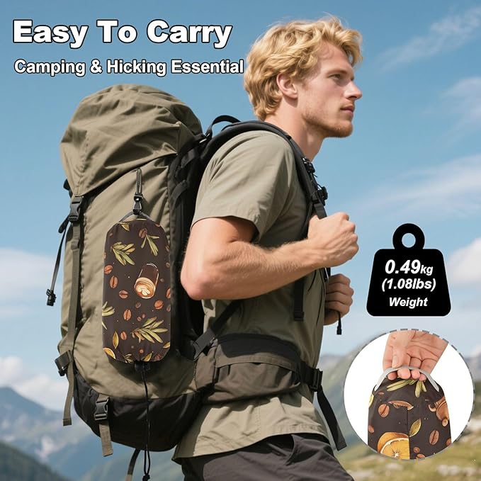 Cartoon Coffee Camping Hammocks with Portabl Carry Bag Hammock for Tree for Camping Travel Accessories
