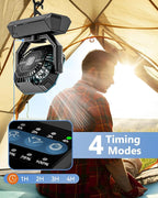 Portable Camping Fan with 20000mAh Rechargeable Battery, USB-C Battery Powered Fan for Indoor Outdoor Use, Ultra Quiet Battery Operated fan for Travel, Tent, Beach, Picnic, BBQ, Desk, Home