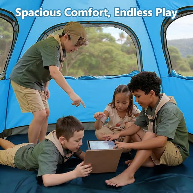 MOON LENCE Pop Up Camping Tent, 3-4 Person Portable Automatic Instant Tent Windproof for Camping, Hiking, Mountaineering