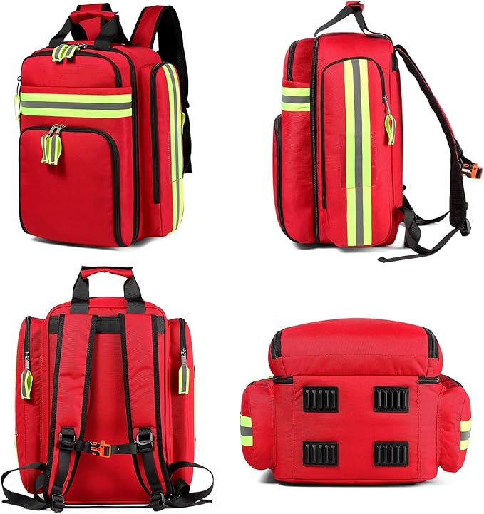 Gatycallaty First Aid Backpack - Medical Evacuation Bag - Red Emergency Lifeguard Bag for Ems Emt First Responder Trauma (Red)