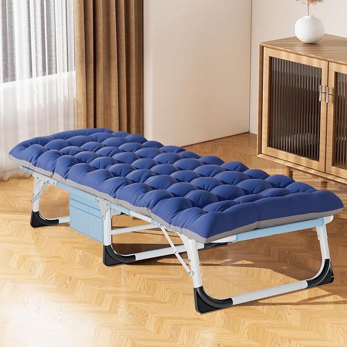 Slsy Folding Camping Cot for Adults with Pad, Padded Portable Sleeping Cots, Camp Bed with Carry Bag for Outdoor Travel, Beach, Hiking