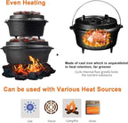 Overmont Camp Dutch Oven Pre Seasoned Cast Iron Lid Also a Skillet Casserole Pot with Lid Lifter for Camping Cooking BBQ Baking 9QT(Pot+Lid)