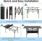 LEADALLWAY Folding Camping Table with Large Storage and Carrying Bags 47(L) x22(W)