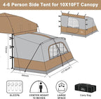 KAMPKEEPER Canopy Side Tent,4-6 Person Camping Cube Tent for 10x10 Pop Up Canopies,Easy Up Gazebo with Window,Compatible with 10' Wide Canopy Tents
