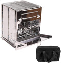 Large Portable Folding Camping Wood Stove for Outdoor Cooking, Sturdy Lightweight 304 Stainless Steel Wood Burning Camp Stove with Grill for Backpacking BBQ Silver