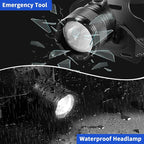 Super Bright Aluminum Headlamp, Rechargeable Headlamp High Lumen, 90° Adjustable Focus Head Lights for Forehead, Head Lamps LED Rechargeable, Waterproof Headlamps for Adults Camping Hard Hat