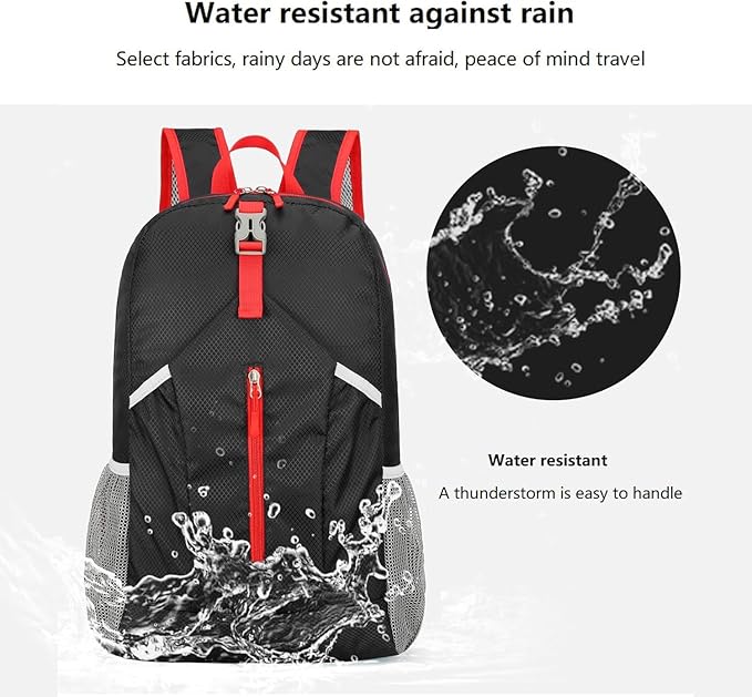 25L Foldable Backpack & Bucket Hat 2 IN1 Combo, Lightweight packable Travel Set, Compact Daypack Sun Fisherman Hat (Black)