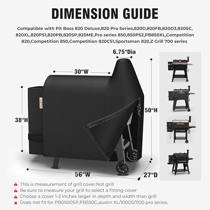 Grill Cover for Pit Boss 820 Deluxe/Pro 850,[900D Strong Tear-Resistant] Rip-Proof Pellet Smoker Cover for Pitboss,Waterproof Grill Cover for Pit Boss Pro Series 820/850,Competition 820/850