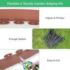 2-Inch x 100 FT Landscape Edging Border with 150 Spikes, Plastic Edging for Landscaping Garden Edging Border, Flexible Landscaping Edging for Garden Flower Beds Yard Lawn Pathway Paver (Brown)