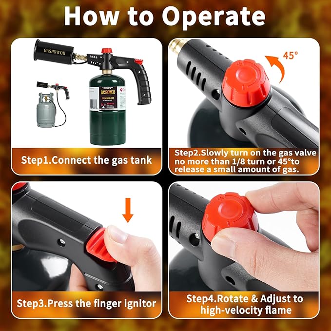 Grill Torch Charcoal Torch Lighter, Campfire Starter,Sous Vide,Kitchen torch,Grill & Cooking Propane Torch included a Meat Thermometer Kit for Charcoal Starter, BBQ Searing(Fuel Not Included)
