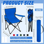 Huwena 10 Pack Folding Camping Chairs Bulk with Cupholder Carry Bags Lightweight Beach Chairs Collapsible Portable Outdoor Lawn Chair for Picnic, Camp, Outside