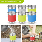 Odoland 39pcs Camping Cookware Mess Kit, Non-Stick Large Size Hanging Pot Pan Kettle with Base Dinner Cutlery Sets for 6 and More, Cups Dishes Forks Spoons Kit for Outdoor Camping Hiking Picnic
