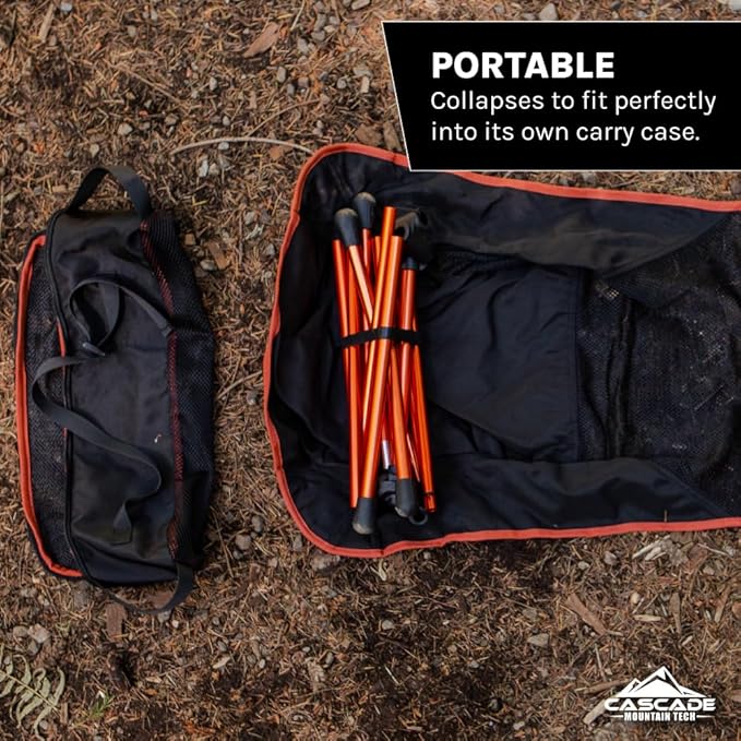 Cascade Mountain Tech Outdoor High Back Lightweight Camp Chair with Headrest and Carry Case - Black