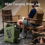 5GAL Camping Water Jug, Portable Water Storage Container with Spigot, Leak-Proof Lid & Dual Handles, Outdoor Water Tank for Camping, RV, Emergency Preparedness