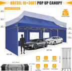 HOTEEL 10x30 Heavy Duty Pop Up Canopy Tent with 5 Sidewalls&Wheeled Bag, Commercial Event Party Tent Wedding Instant Canopy Waterproof, Upgraded Thicked Hexagonal Legs, UV 50+, Deep Blue