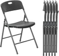 DUMOS 6 Pack Folding Chairs Heavy Duty with Ergonomic Back - Plastic Stackable Portable Dining Chiars Set, for Home and Office, Conference, Wedding, Party, Patio, Garden, for Indoor Outdoor, Black