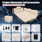 Car Air Mattress, Inflatable SUV Truck Air Mattress Back Seat Camping Bed Thickened Car Sleeping Pad for Travel, Car Bed SUV Mattress with Air Pump 2 Pillows
