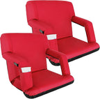 Wide Stadium Seat for Bleachers with Back Support -2 Pack Reclining Adults Camping Stadium Chair Extra Thick Cushion Bleacher Seats Waterproof Black