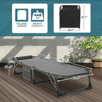 NAIZEA Folding Camping Cot W/Mat for Adults, Adjustable Lounge Chair Outdoor, Heavy Duty Sleeping Cot Bed, Travel Camp Cots for Pool, Beach, Patio Sunbathing