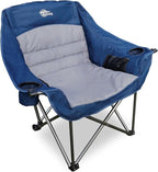 Oversized Camping Chair Portable Folding Camping Chairs with Side Pocket Cup Holder and Carry Bag Heavy Duty Outdoor Camping Chairs for Adults, Fishing, Sports, Trip, Support 500lbs, Blue