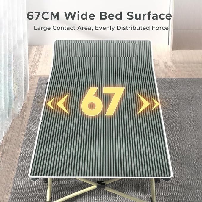 CHICIRIS Folding Camping Cots Portable Sleeping Cot Lightweight Camping Beds for Outdoor Living Rooms, Steel Navy Blue 190 * 67 * 30cm (Silver Grey)