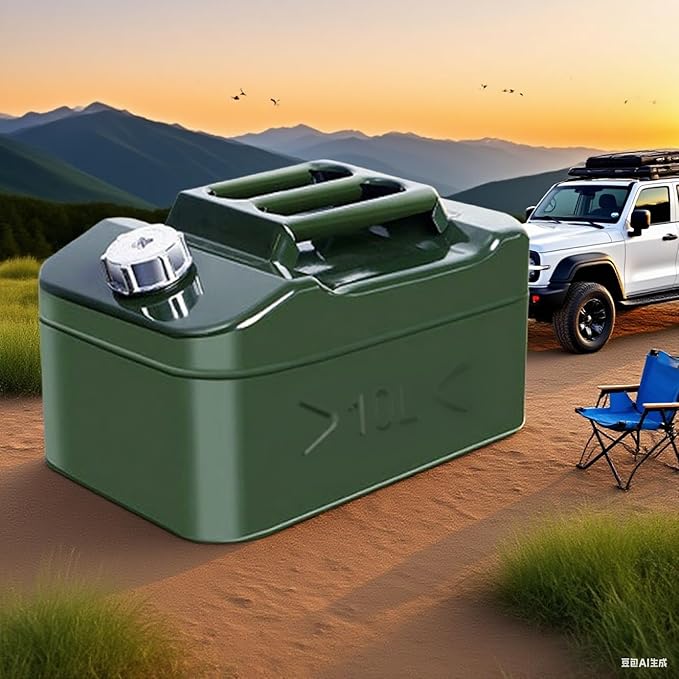 2.5 Gallons Metal Water Can 10liters Stackable Container, Portable Suitable for Outdoor Travel, Car Camping, Emergency Backup (Not For Drinking Water)