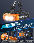 Headlamp Rechargeable 2PCS,4500L Super Bright Light Bright LED Rechargeable Headlight with White Light, Waterproof Head Lamp with Headband for Outdoor Camping, Hiking,Camping Essentials,Working