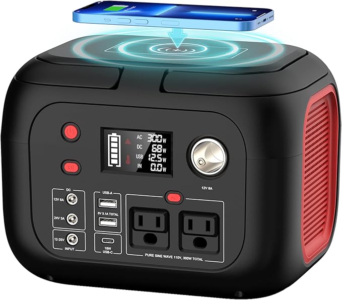 Portable Power Station 300W, 228Wh Solar Generator with 110V Pure Sine Wave AC Outlet, Backup Lithium Battery Generator for CPAP Outdoor RV Camping Emergency Home Use