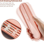 Travel cutlery set, 18/8 stainless steel cutlery, Reusable utensils set with case, Portable Silverware Lunch Box for Camping and Office (Pink/knife set)