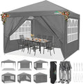 COBIZI 10x10 Pop Up Canopy Tent with 4 Sidewalls, Easy Set Up Canopy 10x10 Waterproof Commercial Outdoor Gazebo Portable Shelter Instant Tents for Parties,Backyard,Flea Market(Carrying Bag×1,Grey