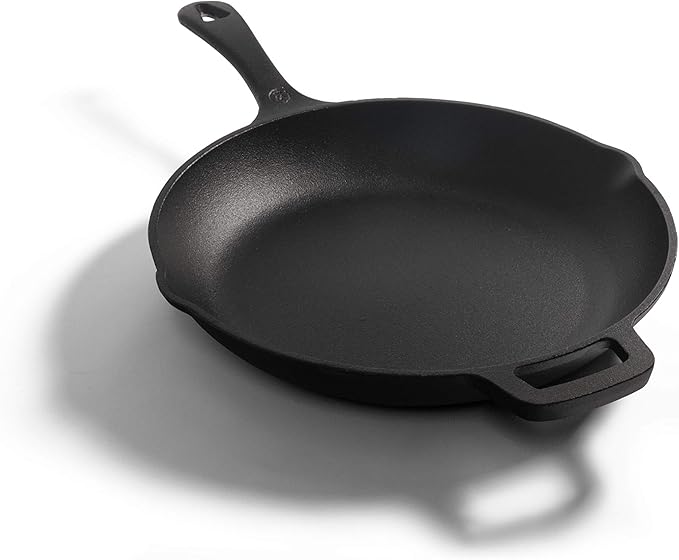 Commercial CHEF 10-Inch Cast Iron Sauté Skillet, Pre-Seasoned Cast Iron, Integrated Hanging Hole in Handle, Works on All Cooktops Including Induction, Outdoor Skillet for Campfires or Grills, CHFL10