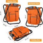 Kikerike Backpack Stool Cooler Chair Heavy Duty 300 LBS Max Load Portable Lightweight Stool Backpack Folding Fishing Cooler Seat for Camping Hunting Fishing - Orange