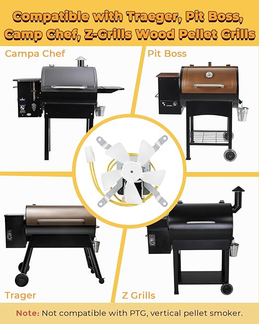 JZW-Shop Upgraded Induction Fan Replacement for Traeger, Pit Boss, Camp Chef Wood Pellet Grills, Sam's Club/Z Grills Pellet Grills, Grill Replacement Parts, AC120V 60Hz, Silver, IFRP01