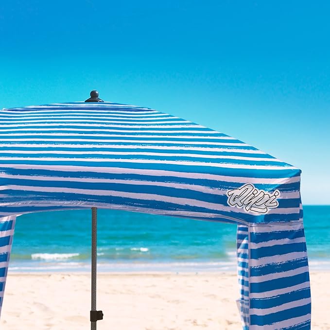 Qipi Beach Cabana - Easy to Set Up Canopy, Waterproof, Portable 6' x 6' Beach Shelter, Included Side Wall, Shade with UPF 50+ UV Protection, Ultimate Sun Umbrella - for Kids, Family & Friends