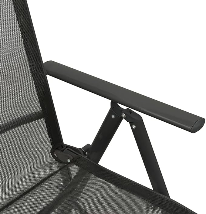 Reclining Patio Chairs ,Garden Chairs,Barbecue Chairs,Fishing Chairs,Coffee Chair,Bistro Chair,Camping Chair,Beach Chair,for Deck, poolside,Camping,Beach,Campsite,2pcs Textilene and Aluminum Black