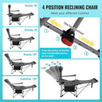 #WEJOY 2-in-1 Reclining Camping Chair with Footrest for Adults Folding Lounge Chair with Adjustable Backrest Lightweight Camping Chairs Heavy Duty Camp Chairs for Outdoor
