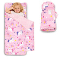 Toddler Nap Mat with Pillow and Minky Blanket, Large 55"x36" Sleeping Bag, Washable, Lightweight, Easy to Roll, Perfect for Preschool, Daycare, Kindergarten, Travel, Boys and Girls-Horse