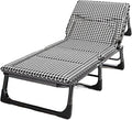 Foldable Bed with Mattress Queen Sleeping Cots for Adults with 3D Memory Headrest Portable Folding Bed Cot Lounge Chair for Beach Lawn Camping(B,190 * 68 * 30cm)