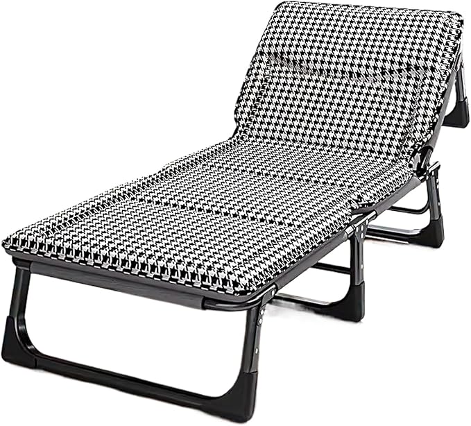 Foldable Bed with Mattress Queen Sleeping Cots for Adults with 3D Memory Headrest Portable Folding Bed Cot Lounge Chair for Beach Lawn Camping(B,190 * 68 * 30cm)