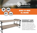 Disc-O-Bed Extra Large Outdoor Convertible 2 Person Bench and Double Camping Cot Portable Bed for Adults, Tan
