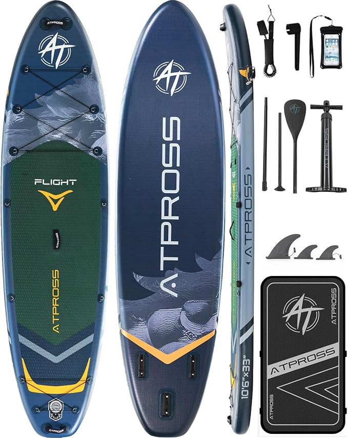 10'6''x33''Inflatable Stand Up Paddle Board, 400lbs Extra Wide Blow Up Paddle Board with Kayak Seat, Premium SUP Accessories Kit & Backpack, Non-Slip Stable Deck Boat for Yoga Fishing Surf
