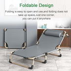 Folding Camping Cot for Adluts, Portable Lightweight Camping Bed with Pillow,4-Position Adjustable Backrest with Strong Steel Frame,Indoor Outdoor Recliner Chair for Home,Office,Outdoor (Style -2)