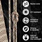 TECEUM 5/32" Paracord Rope 1000 – 1000ft / 200ft / 100ft / 50ft – Tactical Parachute Cord 4mm – 45+ Colors – Nylon String for Survival & Camping Gear – Stripe Cord for Survival – Utility Rope