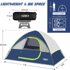 Camping Tent 2-4 Person, Waterproof Windproof Tent with Rainfly Easy Set up-Portable Dome Tents for Camping…