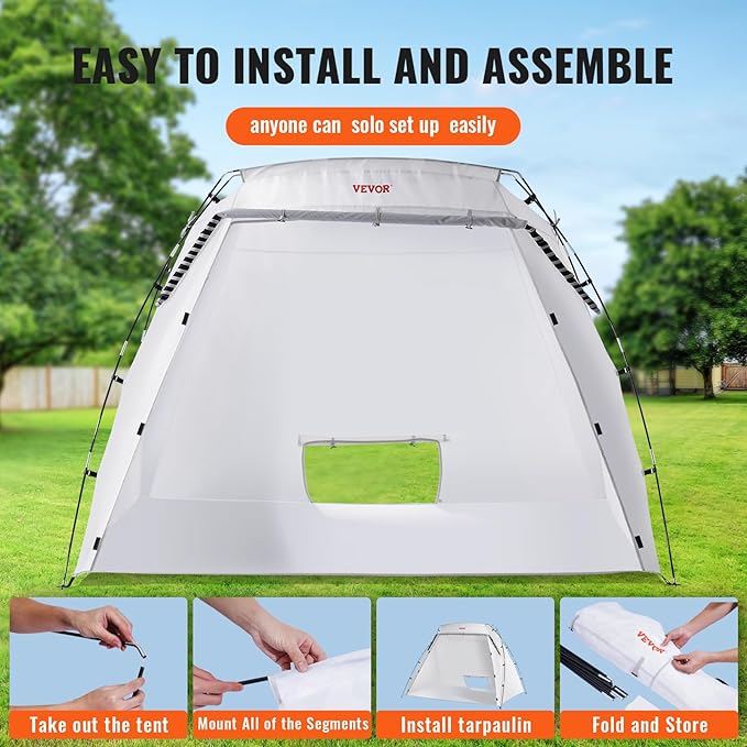 VEVOR Portable Paint Booth, Larger Spray Tent with Built-in Floor & Mesh Screen Windproof Hooks for Furniture DIY Hobby Tool, 7.5x5.2x5.2ft Spray Paint Shelter
