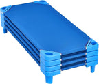 VEVOR Stackable Kiddie Cot, Pack of 4, Portable Toddler Nap Cots, Standard Size 52" L x 23" W Daycare Cots for Kids, Preschool Classroom Daycare Beds for Sleeping, Resting, Naptime, Blue