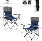 CAMPHILL Camping Chair Set of 3, Outdoor Folding Camping Chairs for Heavy People with Cup Holder & Carry Bag,Collapsible Chair Include One Sofa Chair and Two Single Chair,Support up to 500lbs