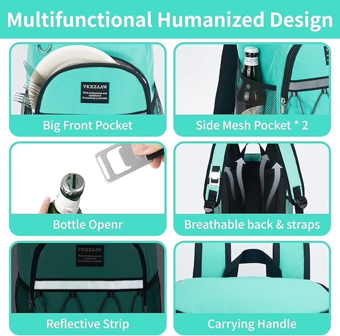 Backpack Cooler Backpack 26 Cans Insulated Leak Proof for Women Men Beach Camping Picnic Fishing Hiking Lunch Backpack Waterproof Cooler