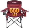 FUNDANGO Oversized Camping Chairs for Adults, Heavy Duty Fold Up Sports Games Lawn Chairs, Extra Wide Big Man Outdoor Chairs with Padded Lumbar Support Backrest, Bag Included for Camp, Outside, Beach